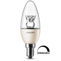 Ampoule LEDcandle PHILIPS flamme 4W substitut 25W 250 lumens blanc chaud 2700k dimmable E14