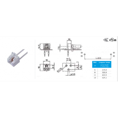 Douille pour tube extra miniature 7mm schema
