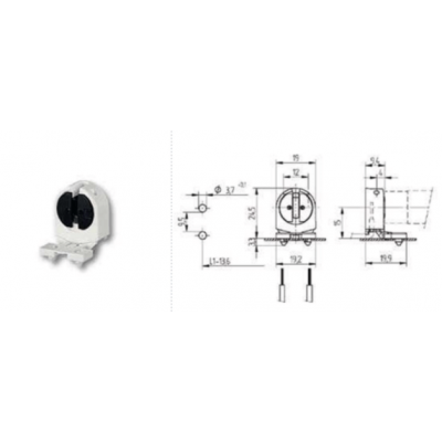 Douille pour tube fluorescentT5 Diamètre 16mm culot G5 pied à clipser 10x20m D01031