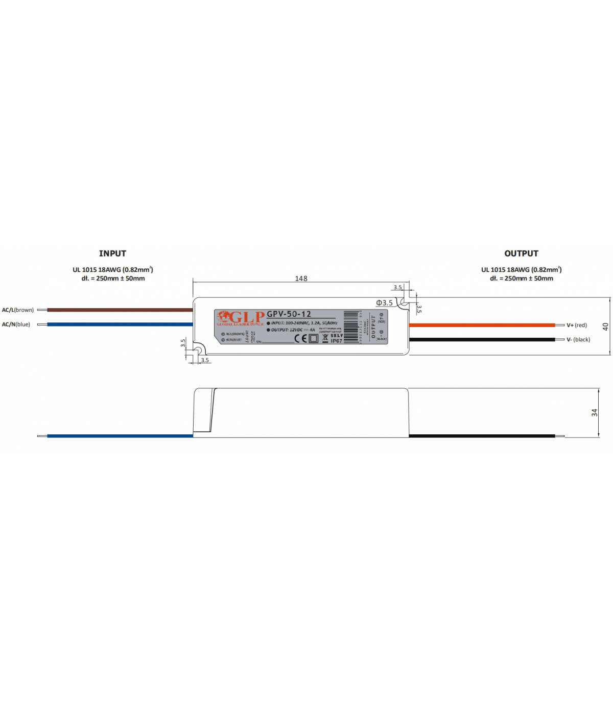 Alimentation LED GLP étanche 240W - 24V