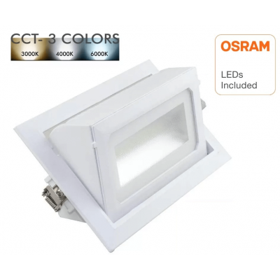 Encastré orientable rectangulaire 36W 4300 lumens CCT couleur sélectionnable diamètre de perçage 215*125mm