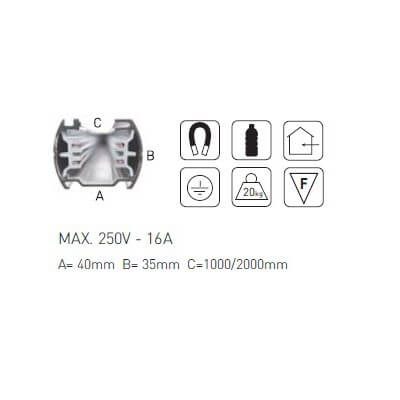 Rails 3 allumages triphasé 2m blanc