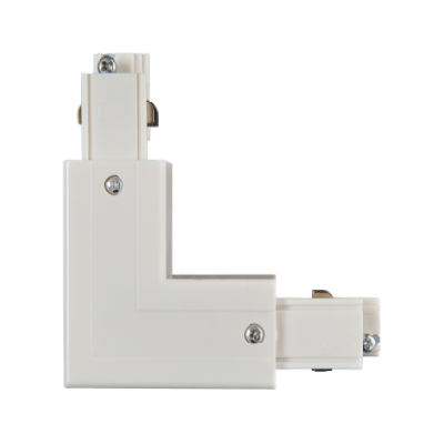 Connecteur angle droit blanc pour rail 3 allumages