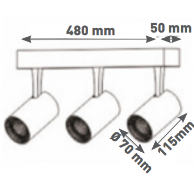 LITED SOPHIA blanc mat 3*15w 3400lumens blanc chaud 3000k 220-240v