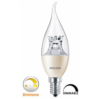 Ampoule LEDcandle Philips flamme 4W substitut 25W  250 lumens blanc chaud 2700k dimtone & dimmable E14