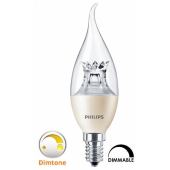 Ampoule LEDcandle Philips flamme 4W substitut 25W 250 lumens blanc chaud 2700k dimtone & dimmable E14