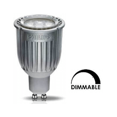 Ampoule LEDspot Philips tubulaire 7w substitut 35-50w 450 lumens blanc chaud 2700°K Dimmable GU10