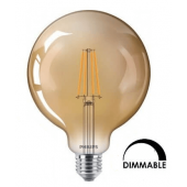 Ampoule Philips LED Globe G120 8Wsubstitut 50W 630Lumens 822 Dorée-Dimmable E27