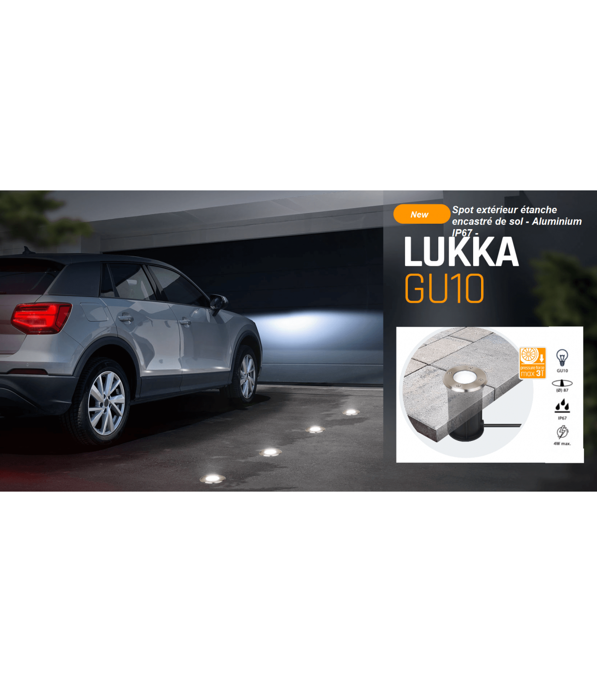 Spot de sol encastré rond LUKKA 1*GU10 Aluminium Etanche IP67 250v