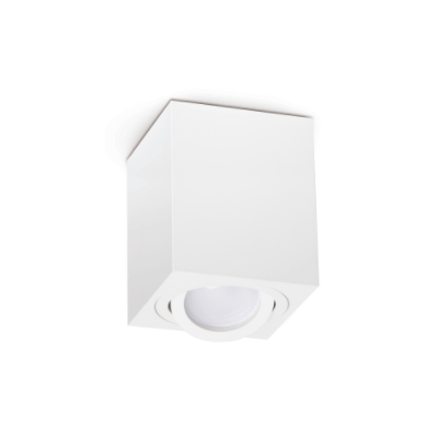 Plafonnier orientable KOBI blanc OH37L en forme de cube, culot GU10 35W max IP20