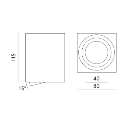 Plafonnier orientable KOBI blanc OH37L en forme de cube, culot GU10 35W max IP20
