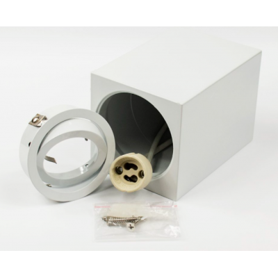 Plafonnier KOBI blanc OH37L en forme de cube, culot GU10 35W max IP20