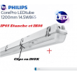 Réglette LED 1*T8 avec tube Philips 14,5W substitut 36W 1600Lm 6500K IP65 étanche 1200mm