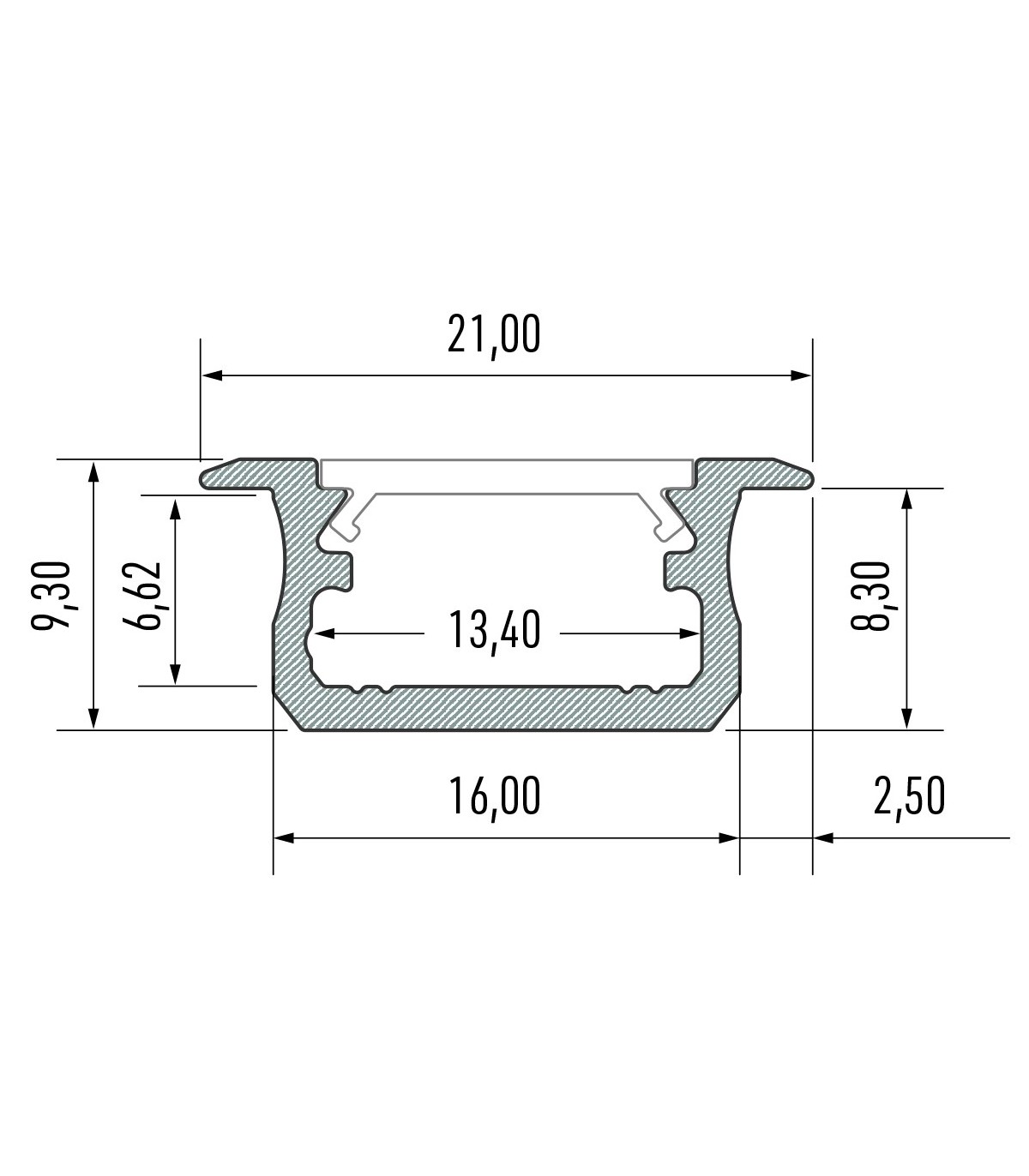 Profilé Aluminium Encastrable 2m pour Ruban LED Couvercle Blanc