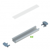 Kit profile Alu Type B à encastrer 2m avec couvercle + 2 bouchons de finition