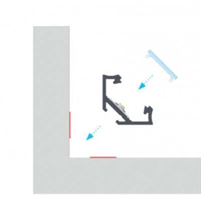 Kit profile Alu Type C encastré 2m avec couvercle + 2 bouchons de finition 10-0031-20