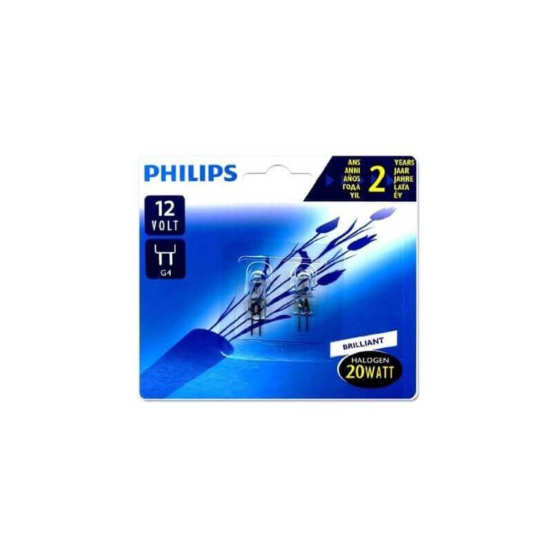 Lampe capsule Philips halogene G4 20w claire x2 Lampe capsule Philips halogene G4 20w claire x2