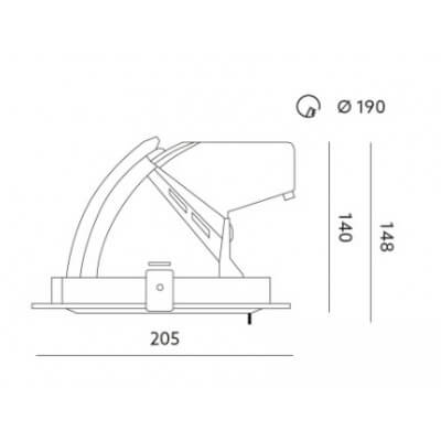 Encastrable LED orientable 40W 3000K Blanc chaud 4700 lumens diamètre de perçage 190°