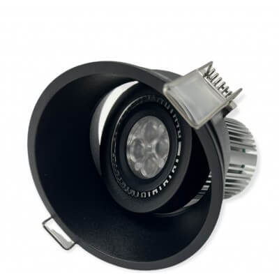 Spot LED DEEP encastré rond orientable noir 9W 420lumens Blanc chaud 3000K MEANWELL 12V
