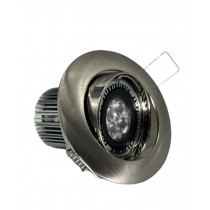 Spot LED OPRA encastré rond orientable alu brossé 9W 420lumens Blanc chaud 3000K MEANWELL 12V