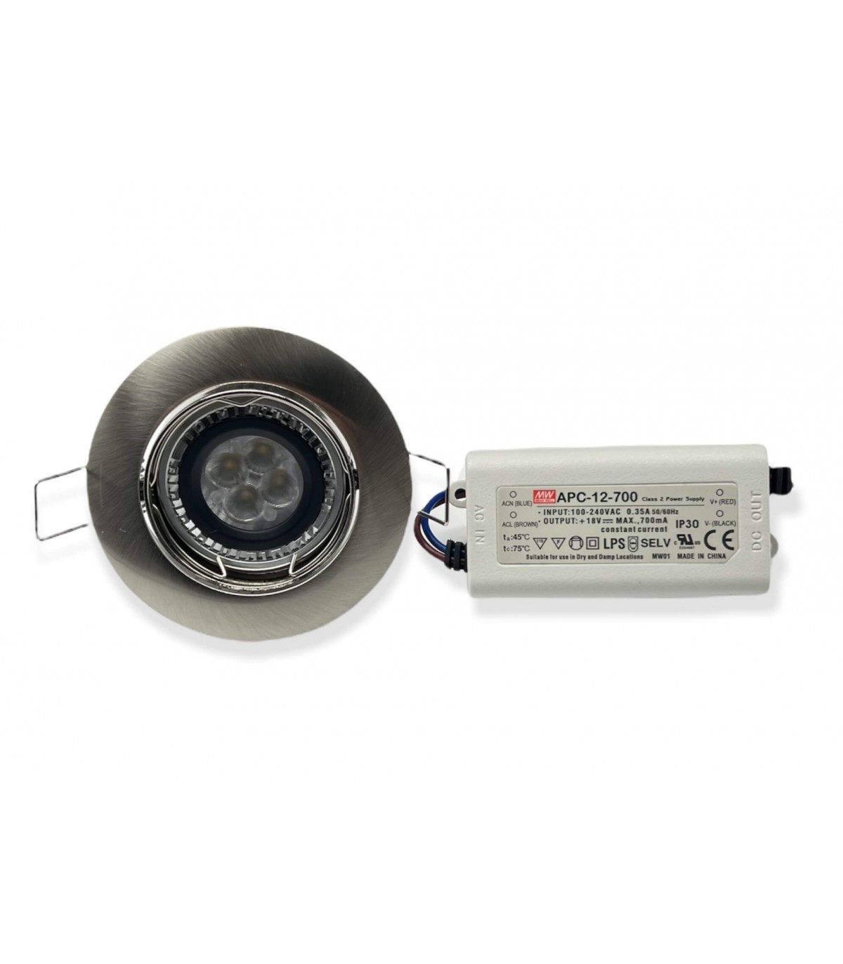 Mini spot LED encastrable rond 3 W AC-DC 12 V DC 24 V trou 50 mm