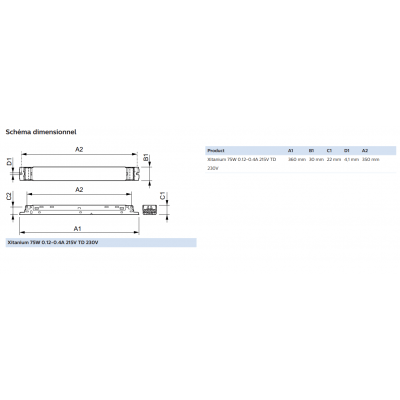 Driver LED PHILIPS XITANIUM 75W 0.12-0.4A  215V TD 230V