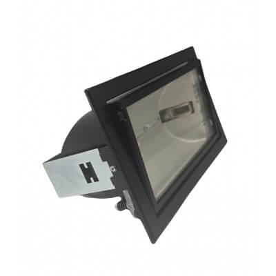 Projecteur iodure noir encastrable orientable 70w Rx7s avec lampe et ballast électronique