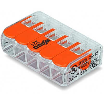 WAGO 221-415 connecteurs 5 entrées, file souple à rigide