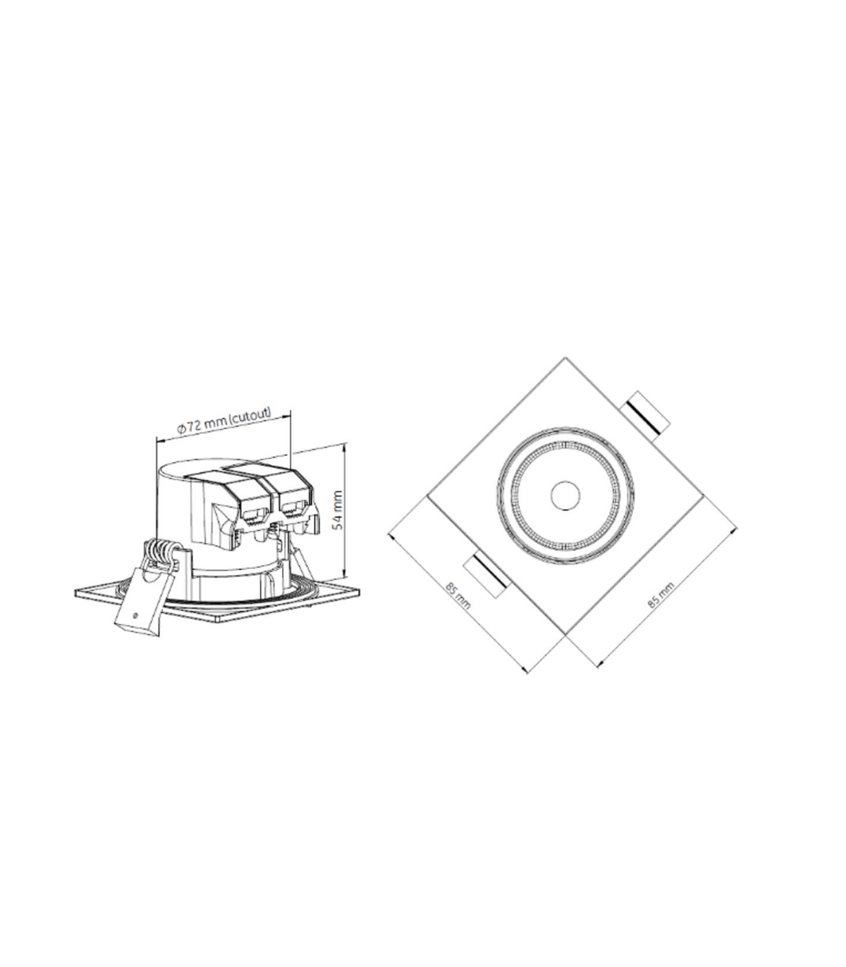 Downlight LED noir 7W 2700K Blanc chaud 108mm inclinable 