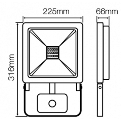 LEDLINE PHOTON Projecteur extérieur avec détecteur 100w 6000K Blanc lumière du jour 8000lumens