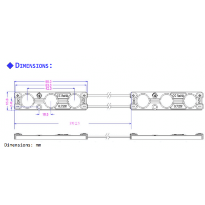 Chaîne de 40 modules WHITE 6500K 0.72w/module 12V IP67 160°