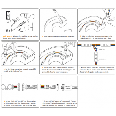 Crown RGBW Chaine De 20 Modules Led RGBW 0.72W/Module 12V IP65 160°