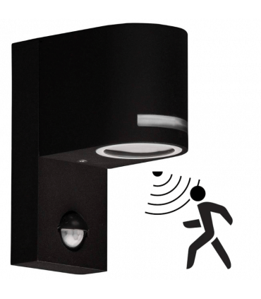 Applique extérieure Quazar 13 noir 1*GU10 11W max IP44 étanche avec détecteur de mouvement