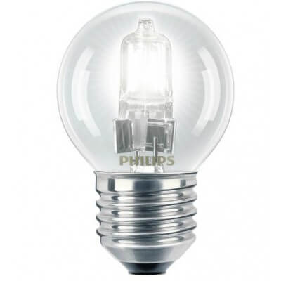 Philips EcoClassic 28W E27 230V P45 CL 1BC Lampe halogène à tension secteur économique pour lustre de forme P45 