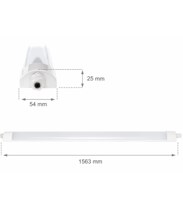 Réglette LED LIMEA MINI 45W 5400 lumens blanc froid 4000K IP65 Etanche 1500mm