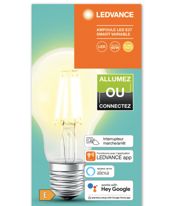 Ampoule LED Connectée OSRAM LEDVANCE smart BT A60 6W substitut 60W 806 lumens blanc chaud 2700K E27