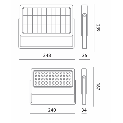 KOBI Solar LED MHCS 10W avec détection 1100lumens 4000K Blanc froid 90° IP65