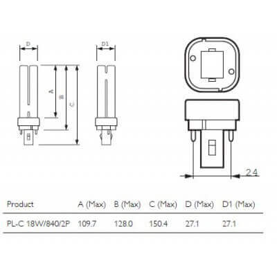 PHILIPS MASTER PL-C 18W/840/2P 1CT 620934