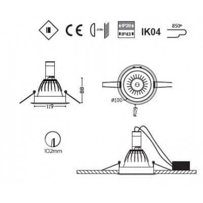 Spot complet pour lampe halogene Gy6.35 12v