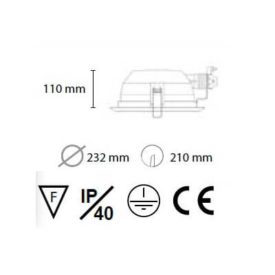 Downlight fluocompact rond 2x26w complet avec lampes et ballast