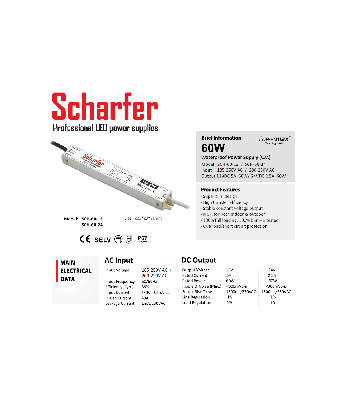 GLSV-200B012 Alimentation LED métallique 200W 12V 16.6A étanche IP67