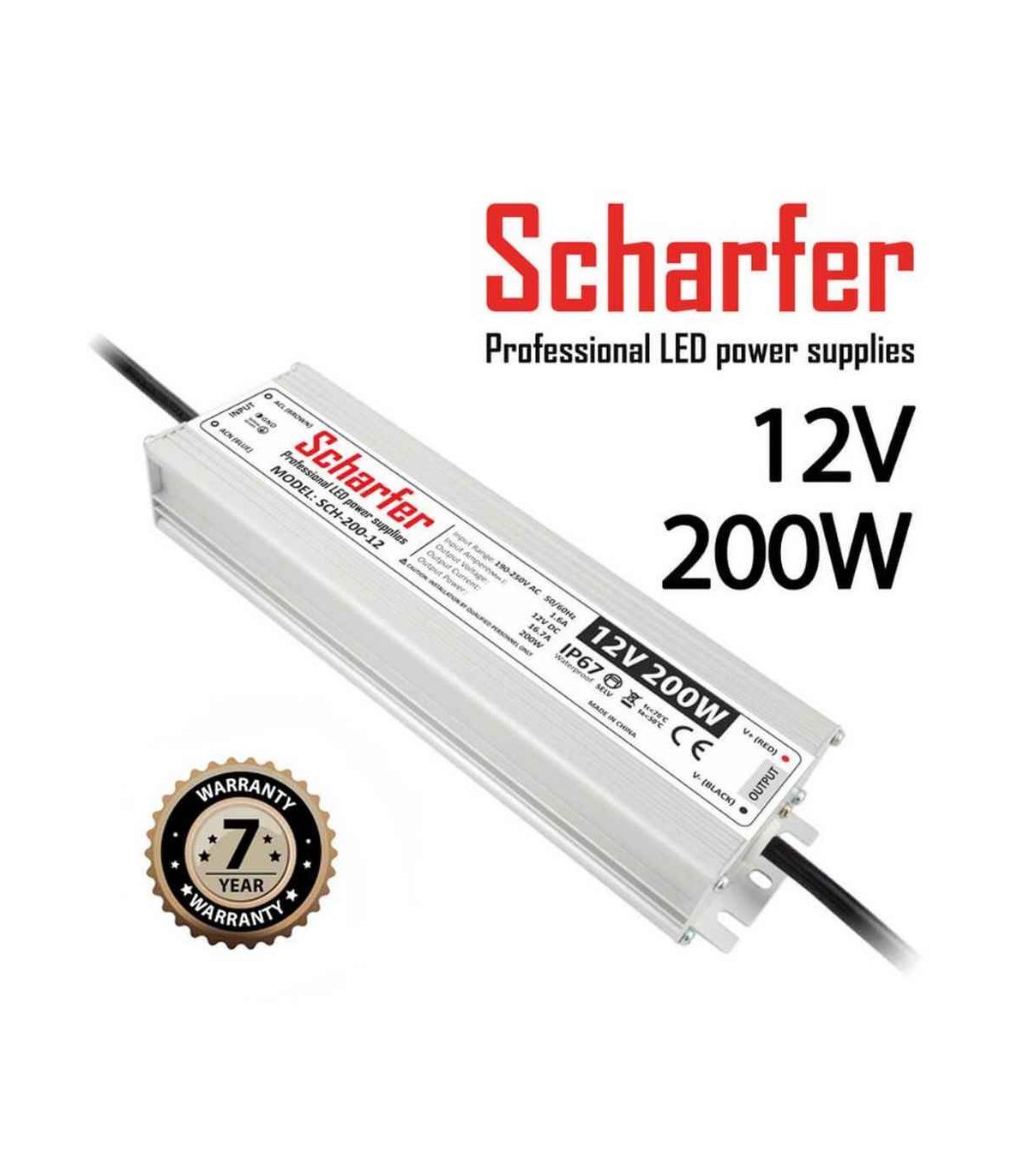 Alimentation LED Métallique SCHARFER 200W 12v 16.7A IP67 SCH-200-12