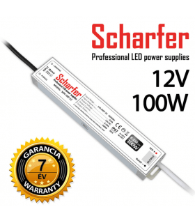 Alimentation LED Métallique SCHARFER 100W 12v 8.33A Etanche IP67 SCH-100-12