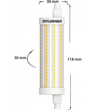 Ampoule LED SYLVANIA 15W substitut 126W 2000 lumens Blanc chaud 2700K SYL0026876 118mm R7s A++ SYL0026876
