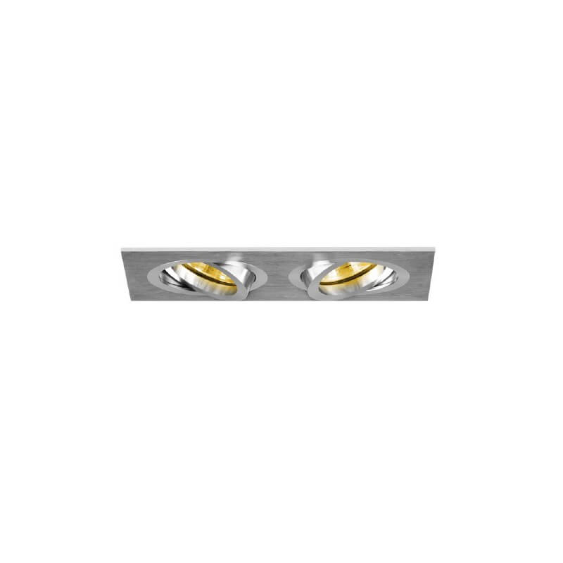 Spot encastrable carée alu brossé orientable 2 postes Spot encastrable carée alu brossé orientable 2 postes