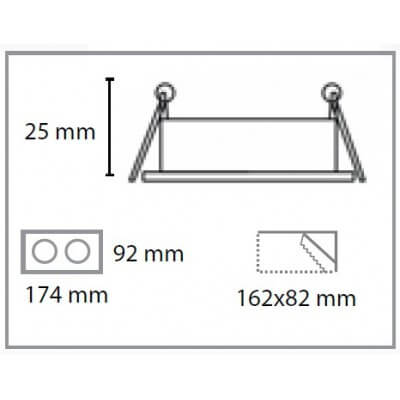 Spot encastrable carée alu brossé orientable 2 postes