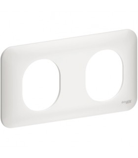 SCHNEIDER Ovalis - Plaque de finition - 2 postes horizontal - Blanc - S260704