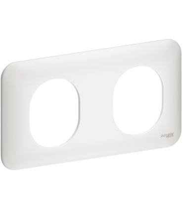 SCHNEIDER Ovalis - Plaque de finition - 2 postes horizontal - Blanc - S260704