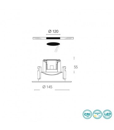 SCHEMA Encastré LED INTEC LIGHT 15W 4000K Blanc froid 1000 lumen diamètre de perçage 120mm