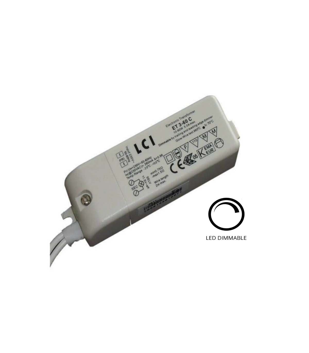 Transformateur câblé LED et halogène TBT 230v-12v 60Va dimmable